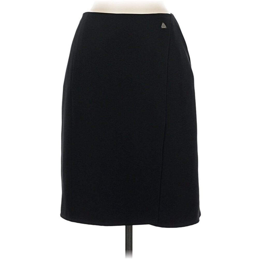 Chanel Mock Wrap Black Skirt Professional Knee Length Skirt-Size 6